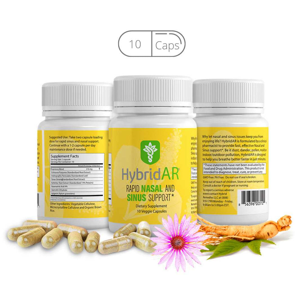 
                      
                        HybridAR Rapid Nasal & Sinus Support – All-Natural Pharmacist Formulated to Support Seasonal Allergies - Gluten-Free, Non-GMO, Vegan
                      
                    